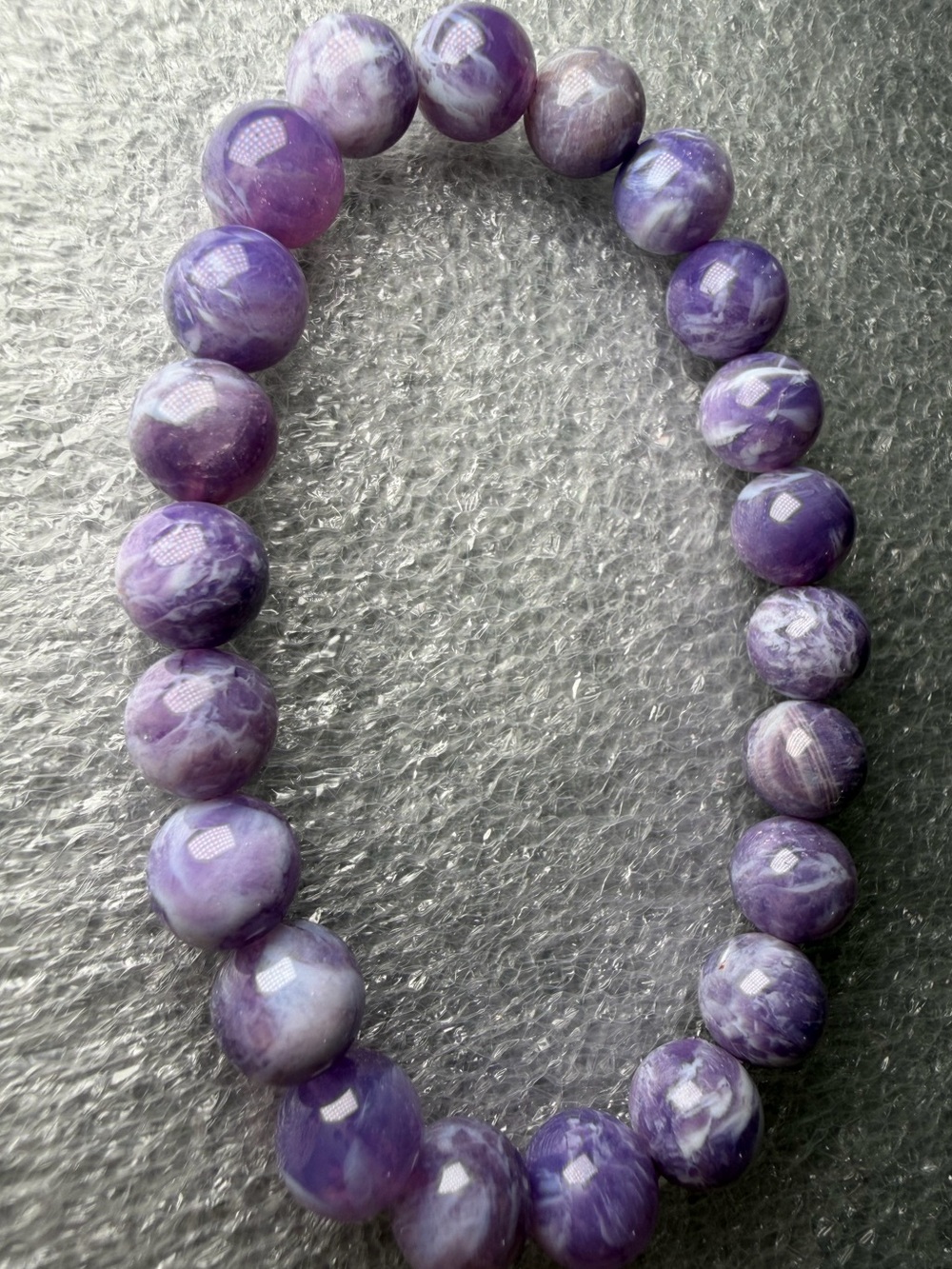 Beautiful 8mm Lavender Moon Quartz Natural Crystal Bracelet